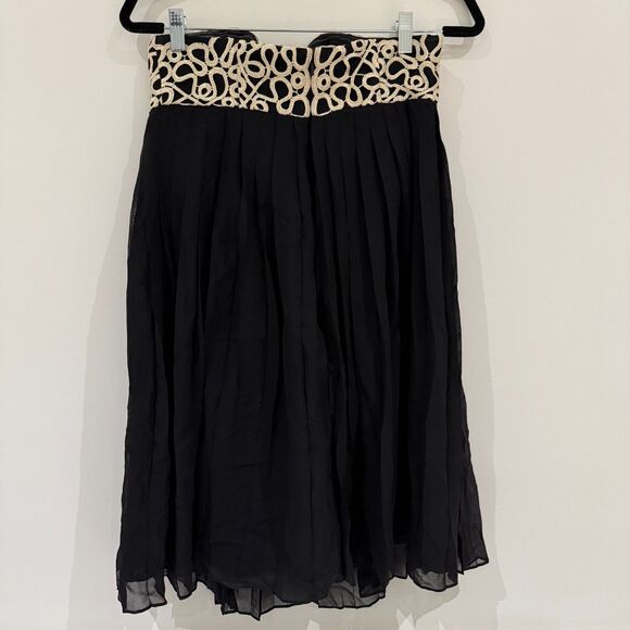 Lilly Pulitzer Black & Gold 100% Silk Chiffon Pleated Dress "Jillie" - Size 6 - - Picture 3 of 7